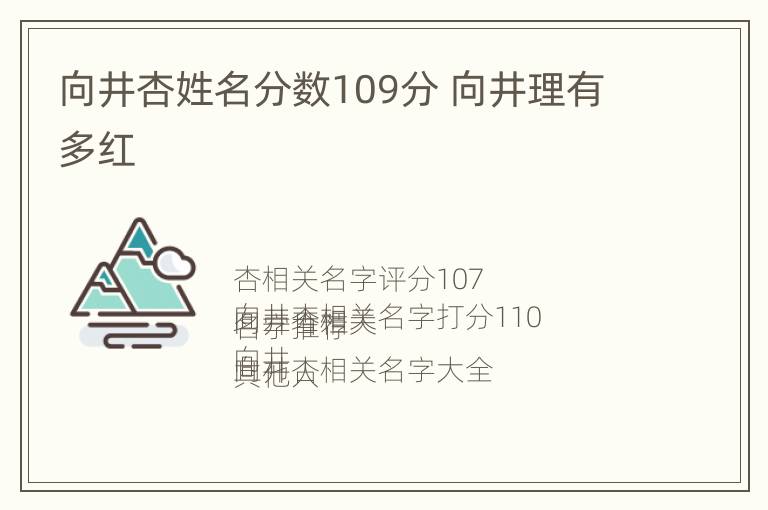 向井杏姓名分数109分 向井理有多红