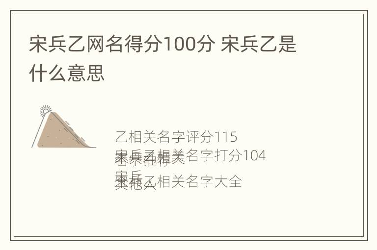 宋兵乙网名得分100分 宋兵乙是什么意思