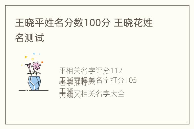 王晓平姓名分数100分 王晓花姓名测试