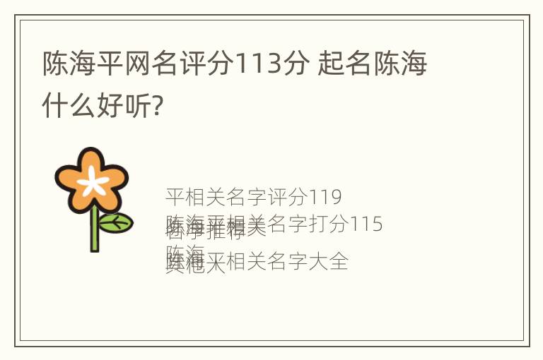 陈海平网名评分113分 起名陈海什么好听?