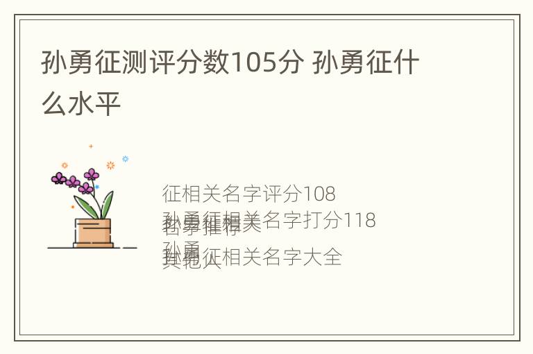 孙勇征测评分数105分 孙勇征什么水平