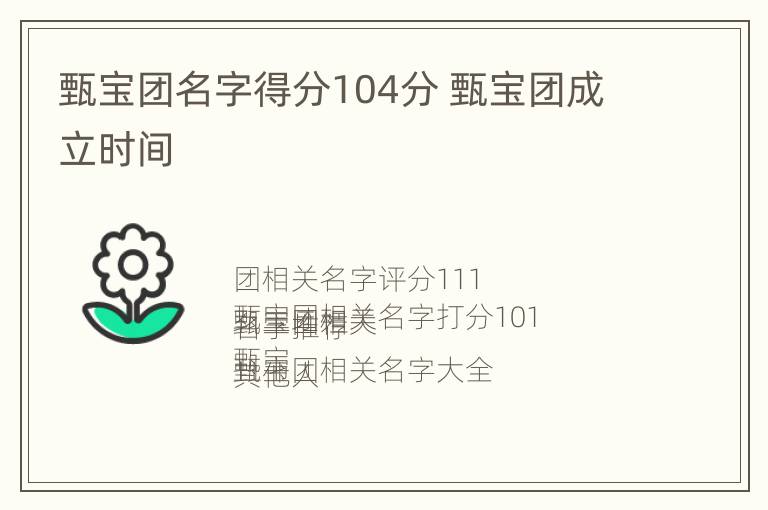 甄宝团名字得分104分 甄宝团成立时间