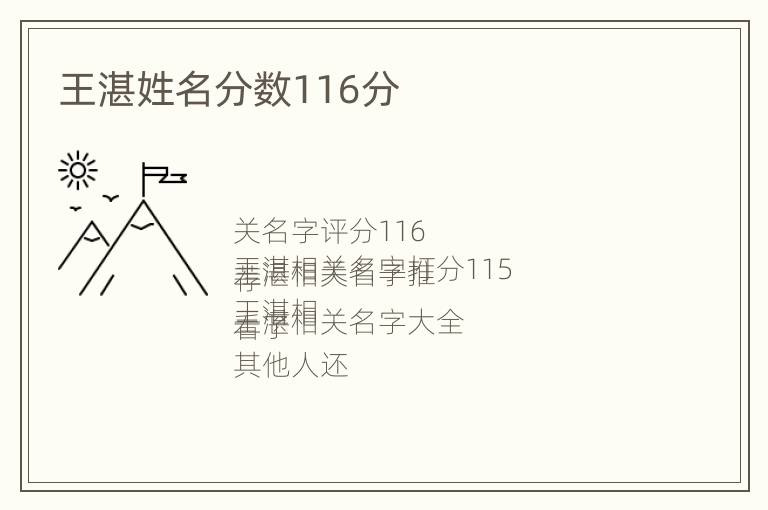 王湛姓名分数116分