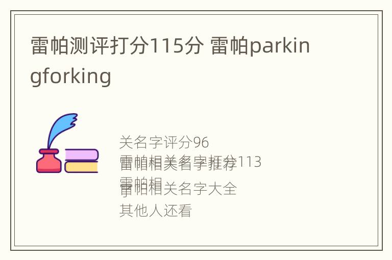 雷帕测评打分115分 雷帕parkingforking