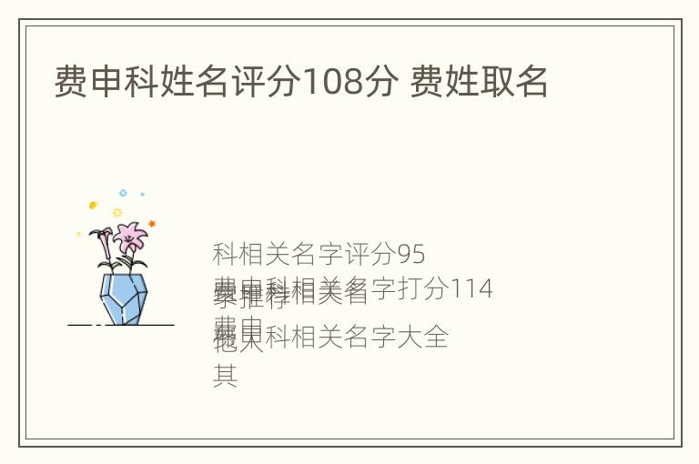 费申科姓名评分108分 费姓取名