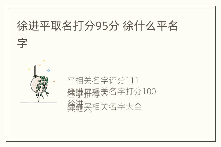 徐进平取名打分95分 徐什么平名字