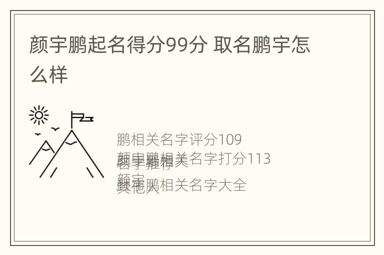 颜宇鹏起名得分99分 取名鹏宇怎么样