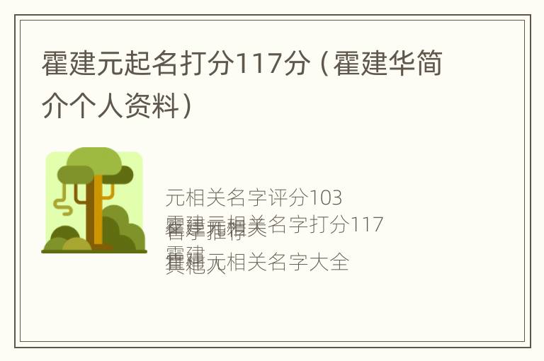 霍建元起名打分117分（霍建华简介个人资料）