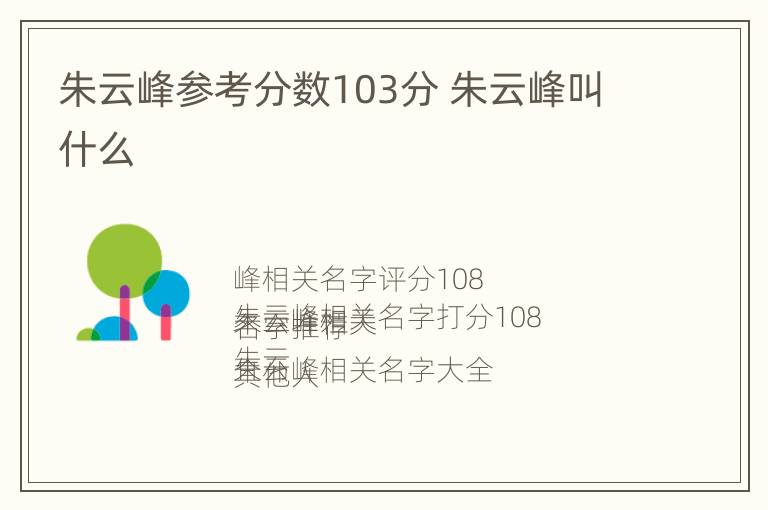 朱云峰参考分数103分 朱云峰叫什么