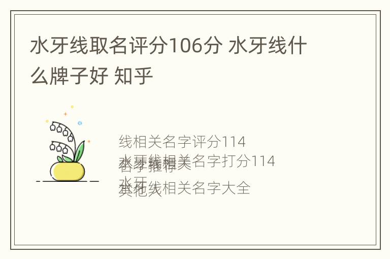 水牙线取名评分106分 水牙线什么牌子好 知乎