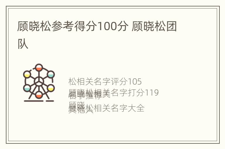 顾晓松参考得分100分 顾晓松团队