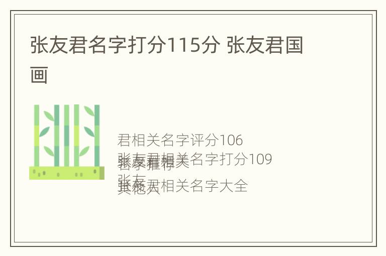 张友君名字打分115分 张友君国画