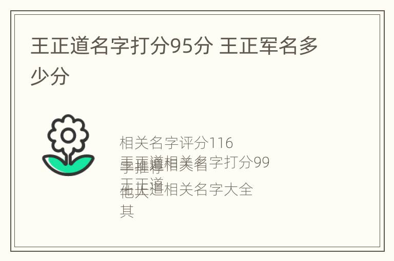 王正道名字打分95分 王正军名多少分