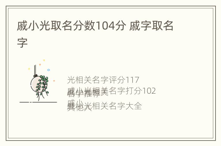 戚小光取名分数104分 戚字取名字