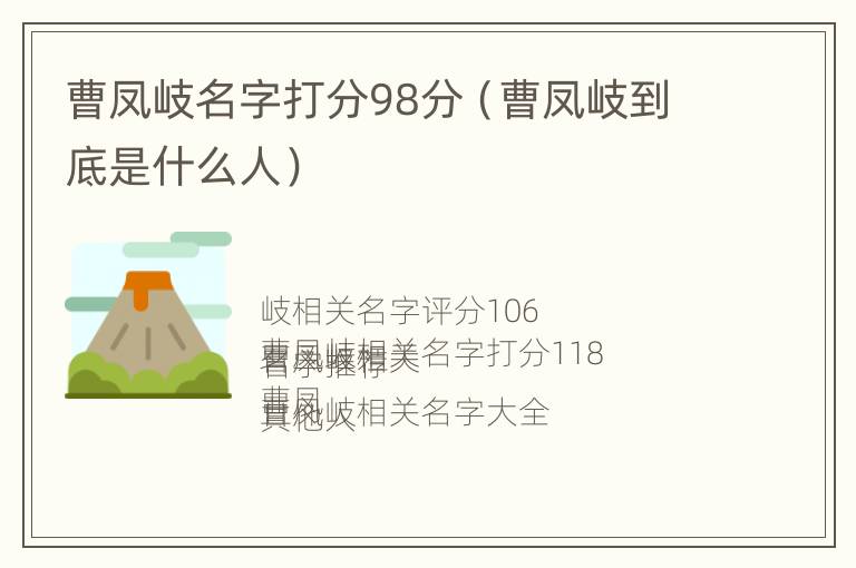 曹凤岐名字打分98分（曹凤岐到底是什么人）