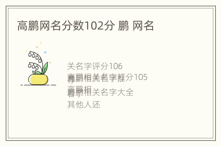 高鹏网名分数102分 鹏 网名