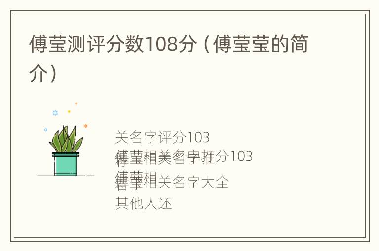 傅莹测评分数108分（傅莹莹的简介）