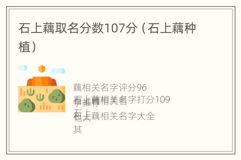 石上藕取名分数107分（石上藕种植）