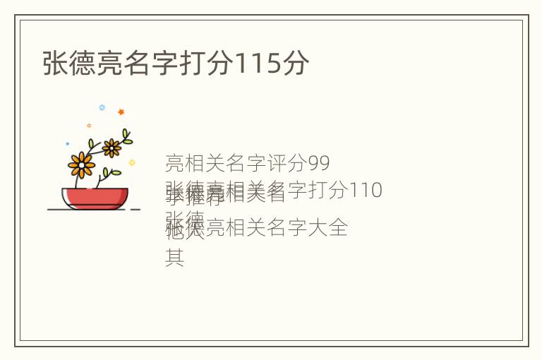 张德亮名字打分115分