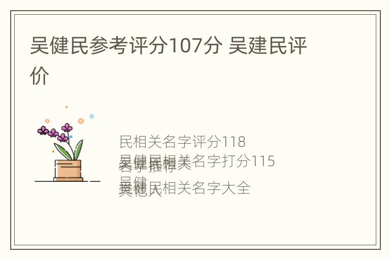 吴健民参考评分107分 吴建民评价