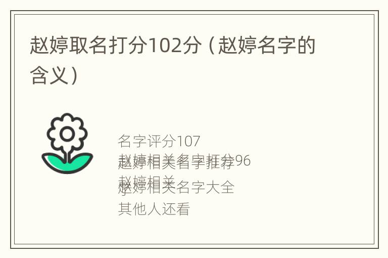 赵婷取名打分102分（赵婷名字的含义）