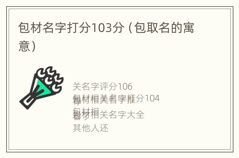 包材名字打分103分（包取名的寓意）