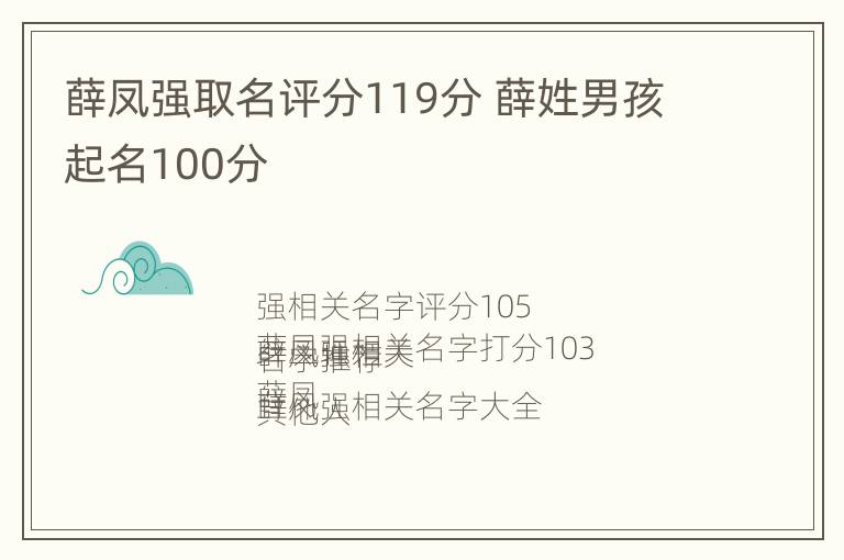 薛凤强取名评分119分 薛姓男孩起名100分