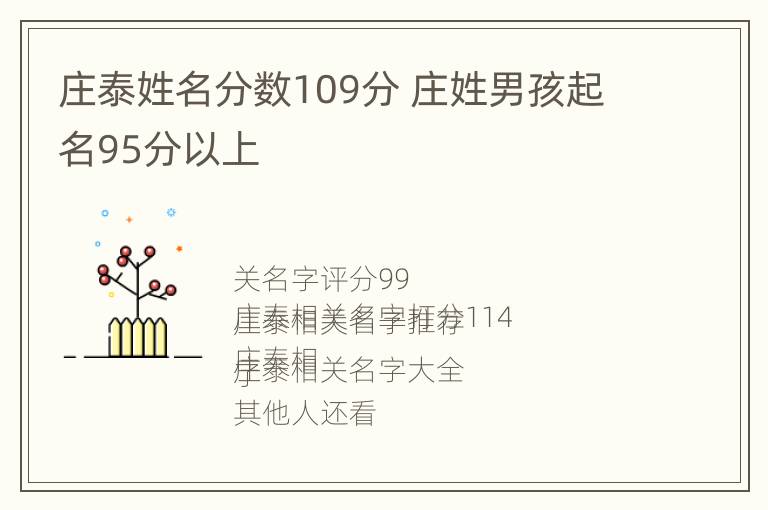 庄泰姓名分数109分 庄姓男孩起名95分以上