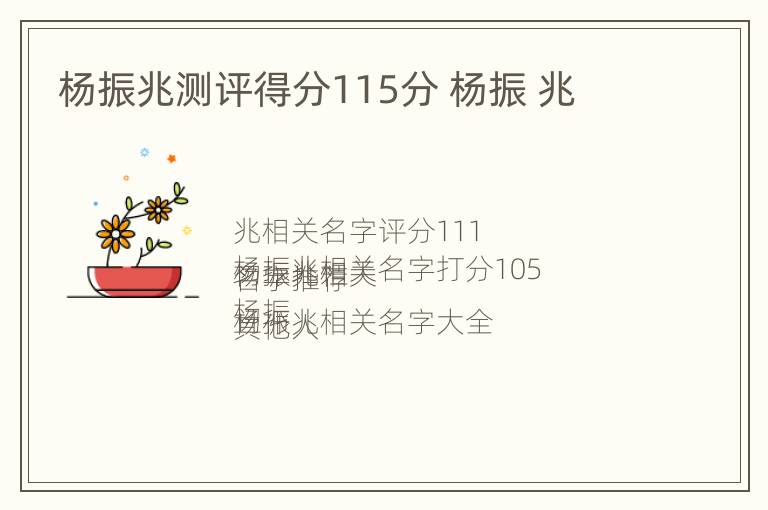 杨振兆测评得分115分 杨振 兆