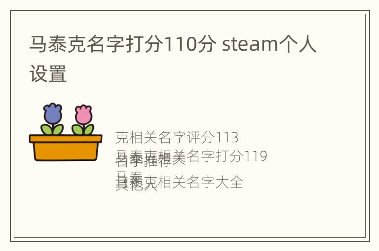 马泰克名字打分110分 steam个人设置