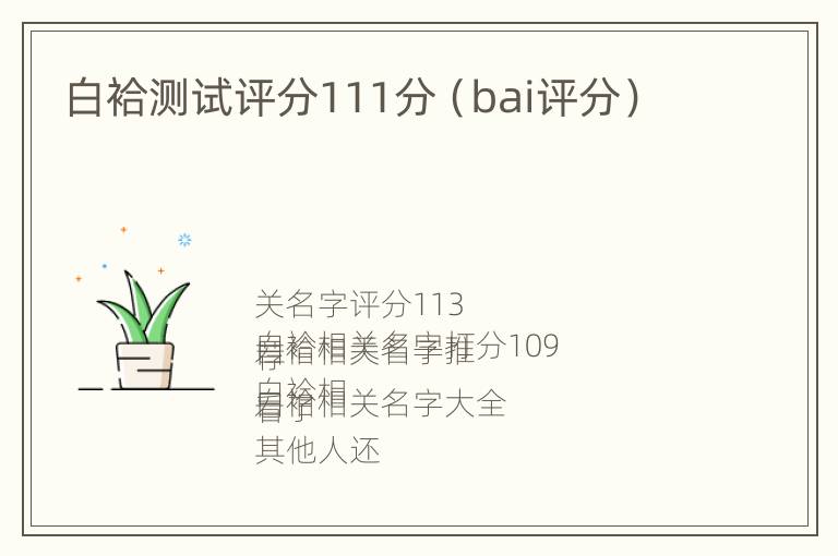 白袷测试评分111分（bai评分）