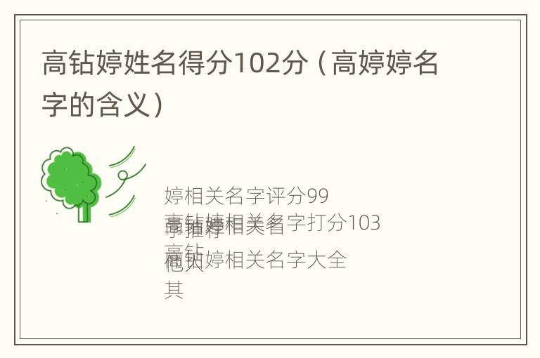 高钻婷姓名得分102分（高婷婷名字的含义）