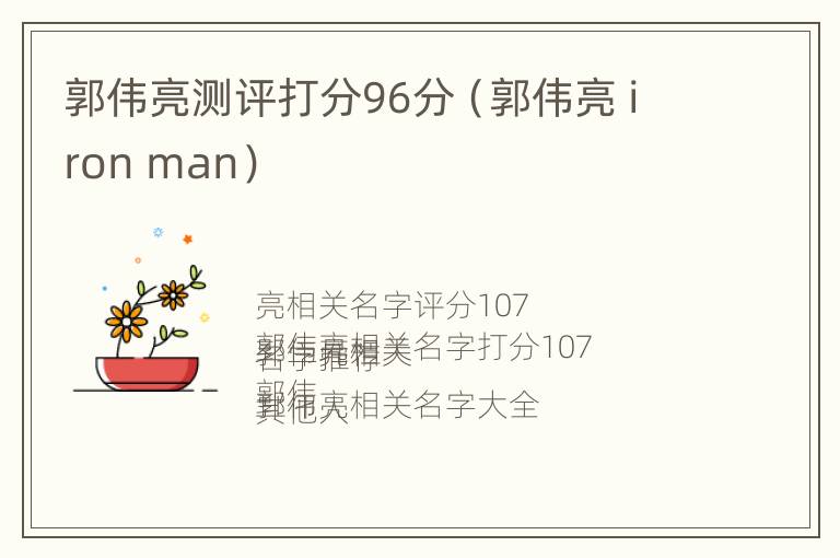 郭伟亮测评打分96分（郭伟亮 iron man）