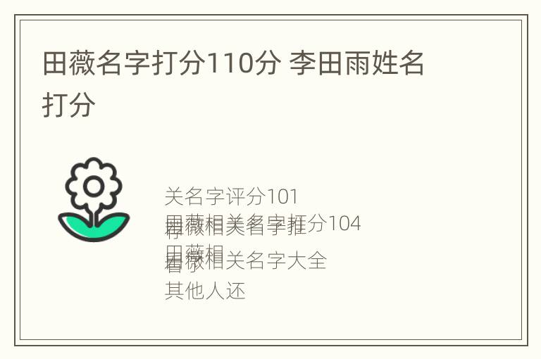 田薇名字打分110分 李田雨姓名打分