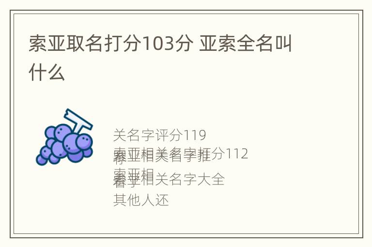 索亚取名打分103分 亚索全名叫什么