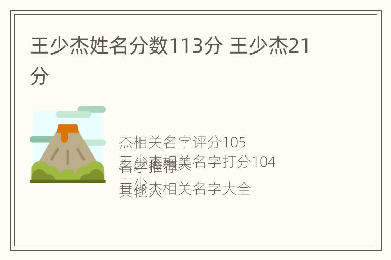 王少杰姓名分数113分 王少杰21分