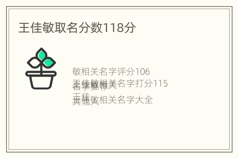 王佳敏取名分数118分