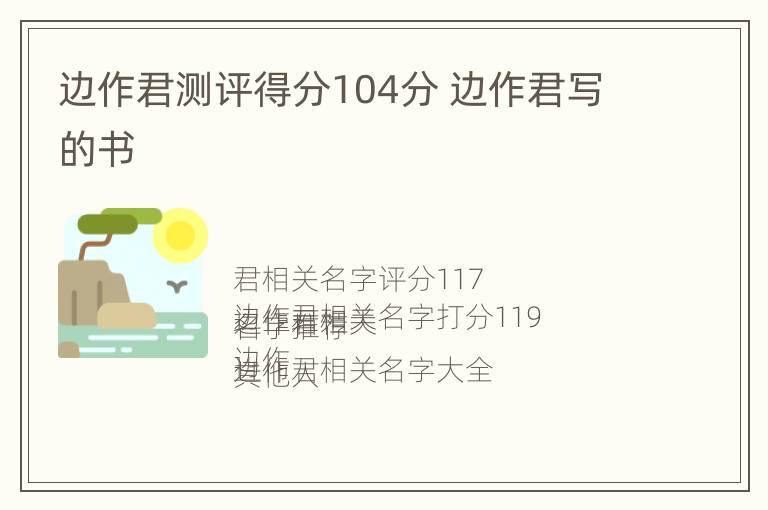 边作君测评得分104分 边作君写的书