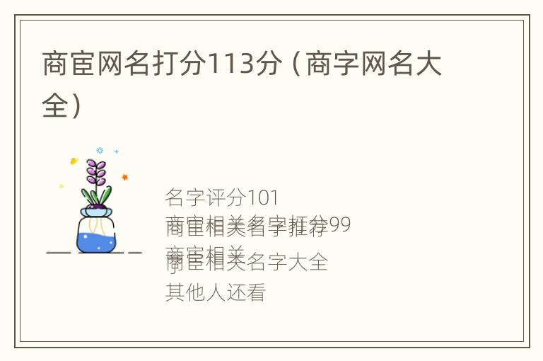 商宦网名打分113分（商字网名大全）