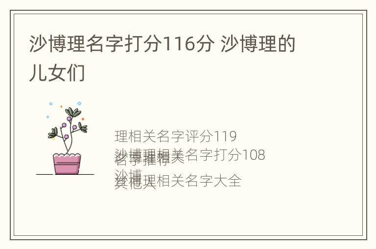 沙博理名字打分116分 沙博理的儿女们