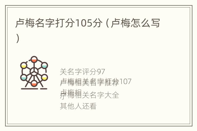 卢梅名字打分105分（卢梅怎么写）