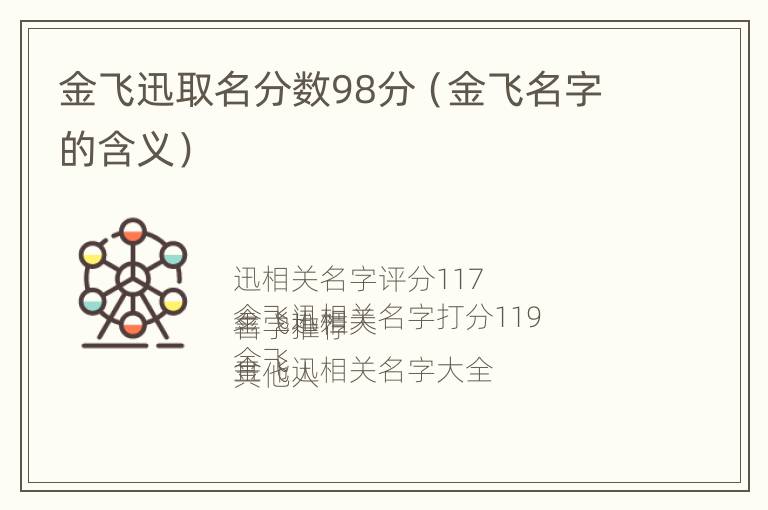 金飞迅取名分数98分（金飞名字的含义）