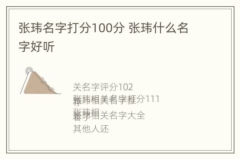 张玮名字打分100分 张玮什么名字好听