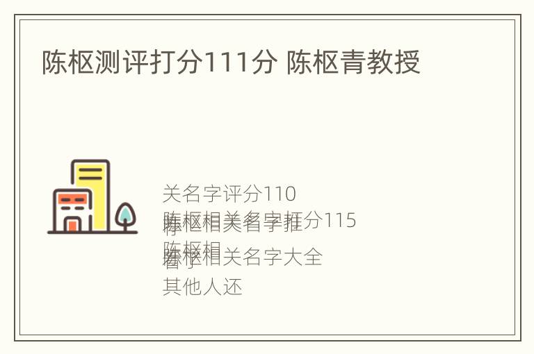 陈枢测评打分111分 陈枢青教授