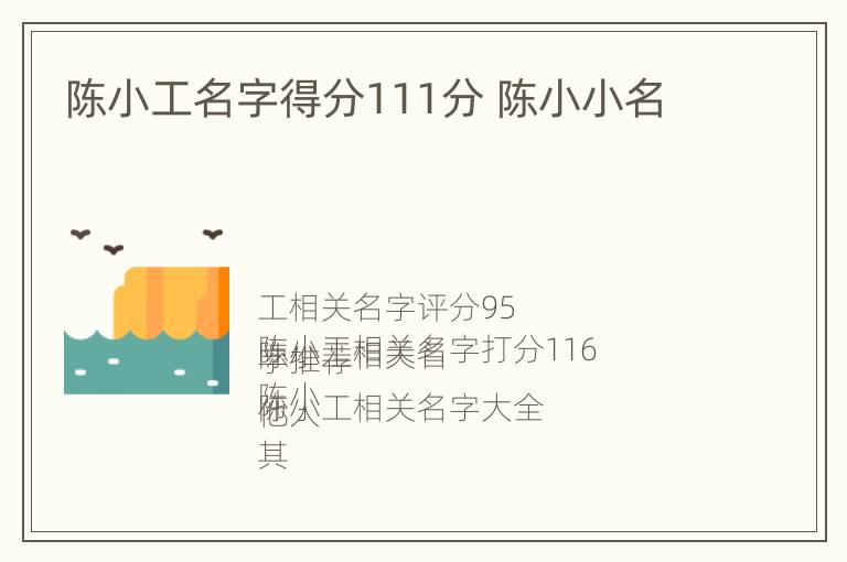 陈小工名字得分111分 陈小小名
