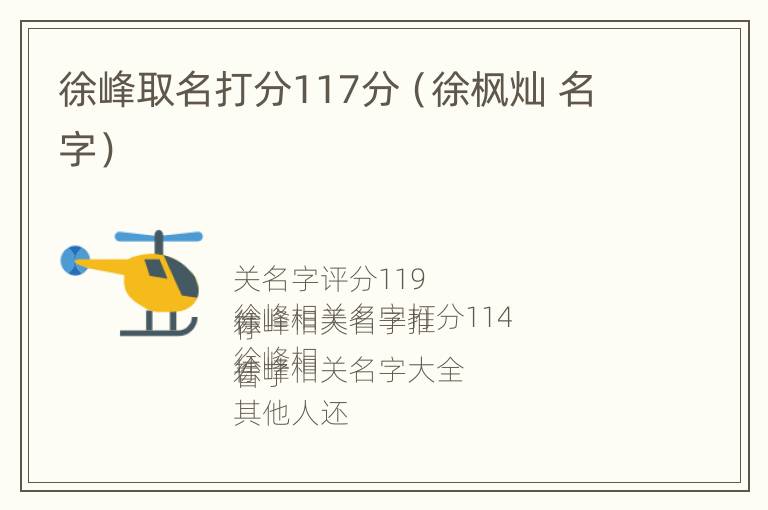 徐峰取名打分117分（徐枫灿 名字）