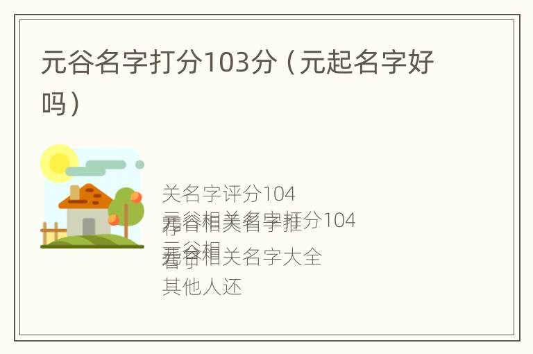 元谷名字打分103分（元起名字好吗）