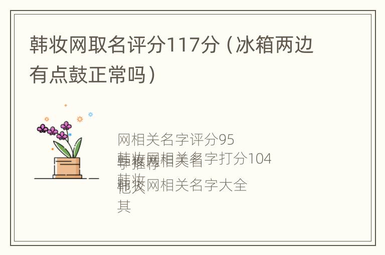 韩妆网取名评分117分（冰箱两边有点鼓正常吗）