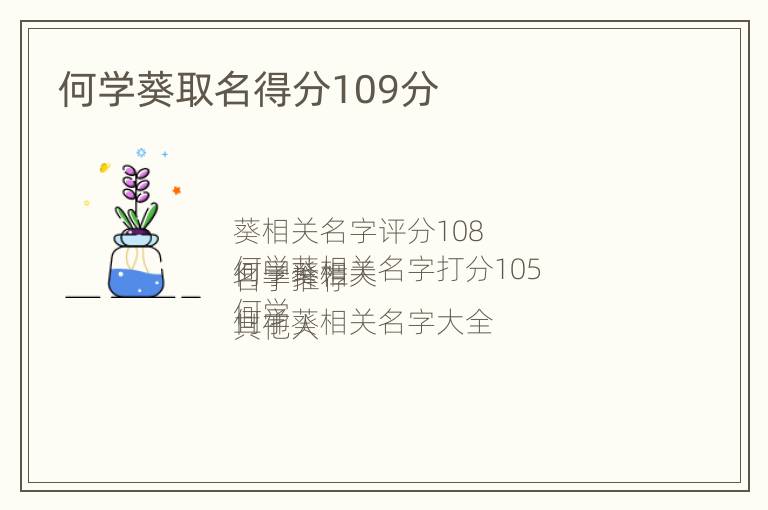 何学葵取名得分109分