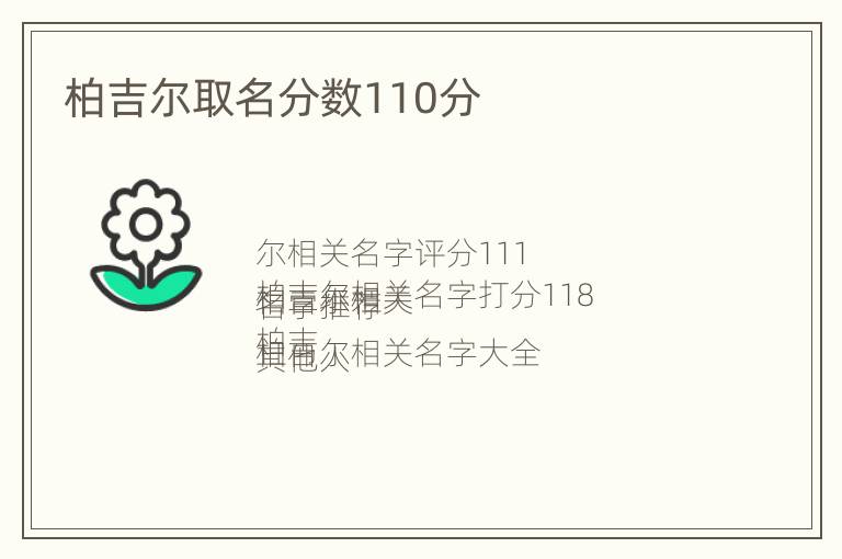 柏吉尔取名分数110分